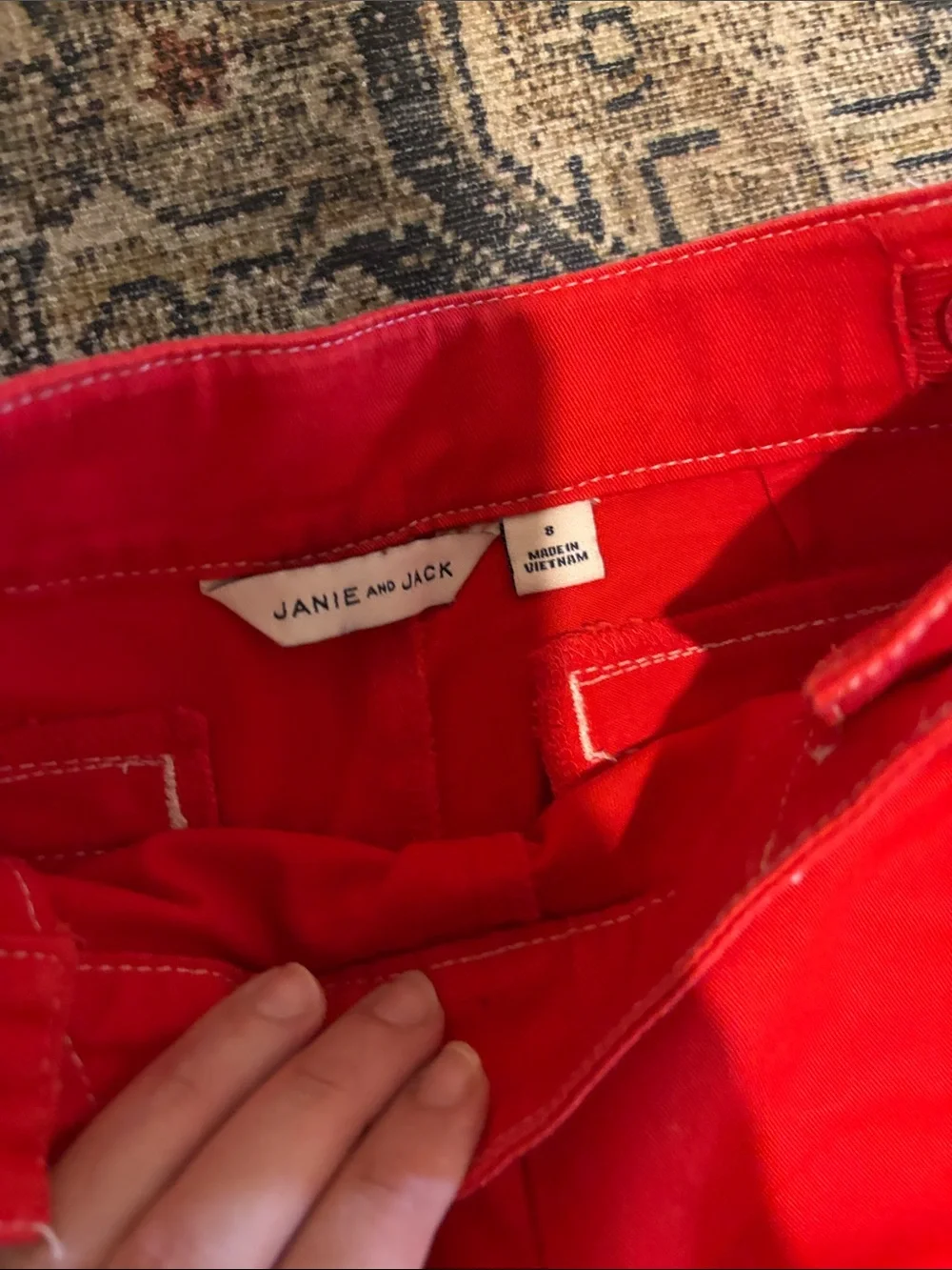 Janie and Jack White Ruffle Sleeve Tee with Red Sailor Pants